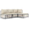 vidaXL Set Divani da Giardino 4 pz con Cuscini Antracite in Polyrattan