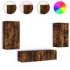 vidaXL Mobili TV a Muro con LED 4pz Rovere Fumo in Legno Multistrato