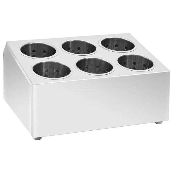 vidaXL Portaposate con 6 Inserti Quadrato in Acciaio Inox