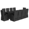 vidaXL Set da Pranzo da Giardino 11 pz con Cuscini in Polyrattan Nero
