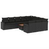 vidaXL Set Divani da Giardino 11 pz con Cuscini in Polyrattan Nero