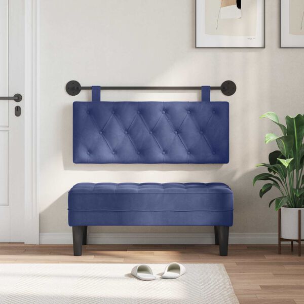 vidaXL Testata appesa Blu Polizia 110 x 55 x 7 cm Velluto