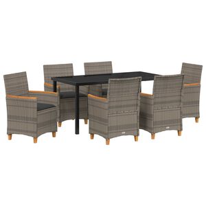 vidaXL Set da Pranzo per Giardino 7 pcs Grigio polyrattan