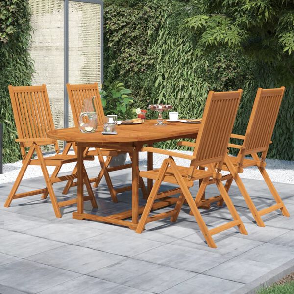 vidaXL Set Mobili da Pranzo per Giardino 5 pz Legno Massello di Acacia