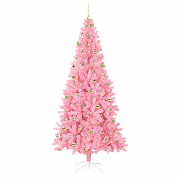 vidaXL Albero di Natale con 300 LED con supporto Rosa 240 cm PVC