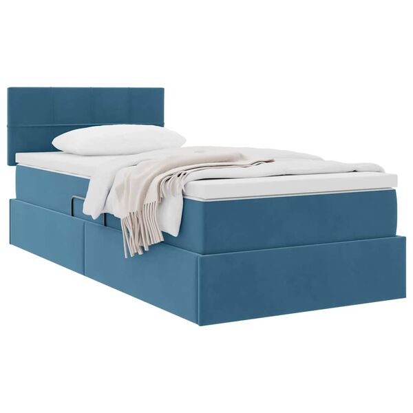 vidaXL Letto con Contenitore Blu Scuro 90 x 190 cm Velluto