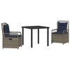 vidaXL Set da Pranzo per Giardino 3 pz Grigio polyrattan