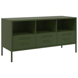 vidaXL Mobile TV Verde Oliva 100,5x39x50,5 cm in Acciaio