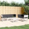 vidaXL Set Divani Giardino 5pz con Cuscini Bianco Legno Massello Pino