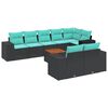 vidaXL Set Divani da Giardino 9 pz con Cuscini Nero in Polyrattan