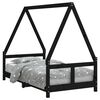 vidaXL Giroletto per Bambini Nero 80x160 cm in Legno Massello di Pino