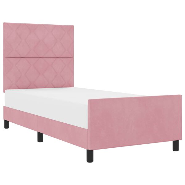 vidaXL Letto a molle con testiera Rosa 90 x 190 cm Velluto
