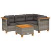 vidaXL Set Divano da Giardino 5 pz con Cuscini Grigio in Polyrattan