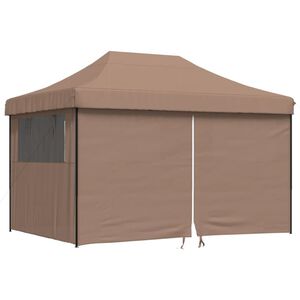 vidaXL Tendone per Feste Pieghevole Pop-Up con 4 Pareti Marrone