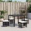 vidaXL Sgabelli da Giardino con Cuscini 4pz Neri 41x41x36cm Polyrattan