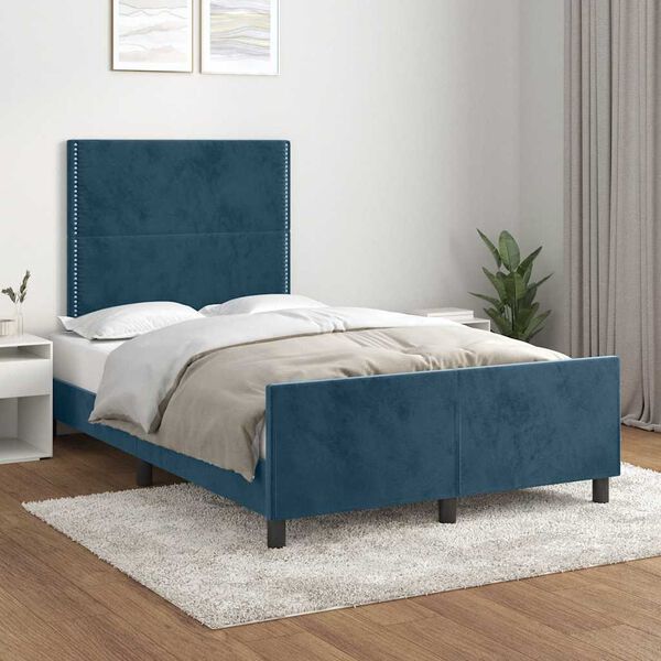 vidaXL Giroletto senza Materasso Blu Scuro 120x190 cm Velluto