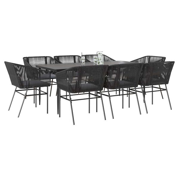vidaXL Set da Pranzo da Giardino 9 pz con Cuscini Polyrattan Vetro