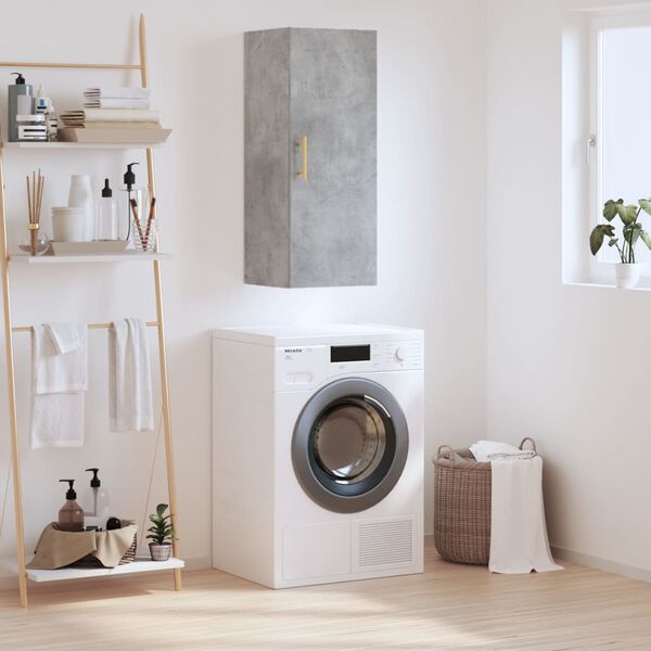 vidaXL Mobile a Parete Grigio Cemento 34,5x34x90 cm