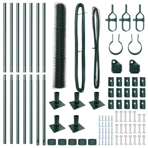 vidaXL Palo della recinzione Verde 10 x 1 m (rete 36 mm) Acciaio e PVC