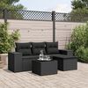vidaXL Set Divani da Giardino 5 pz con Cuscini in Polyrattan Nero