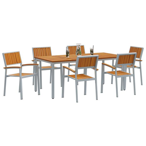 vidaXL Set da Pranzo per Giardino 7 pcs Grigio