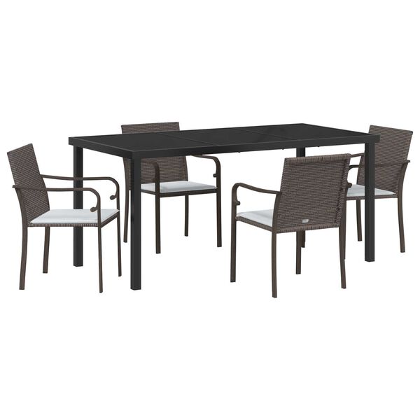 vidaXL Set da Pranzo per Giardino 5 pcs Marrone e Nero Rattan in PE