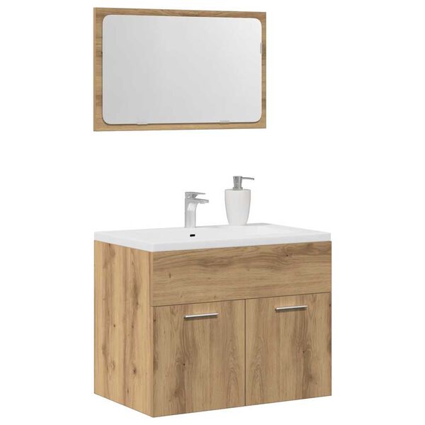 vidaXL Set Mobili da Bagno 2 pz Rovere Artigianale Legno Multistrato