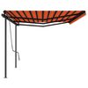 vidaXL Tenda da Sole Retrattile Automatica Pali 6x3 m Arancio Marrone