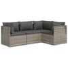 vidaXL Set Divani da Giardino 4 pz con Cuscini in Polyrattan Grigio