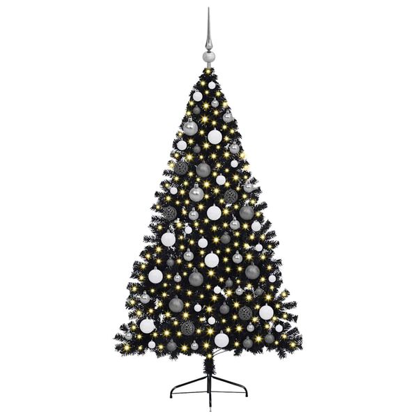 vidaXL Albero di Natale artificiale con luci integrate Nero 180 cm PVC