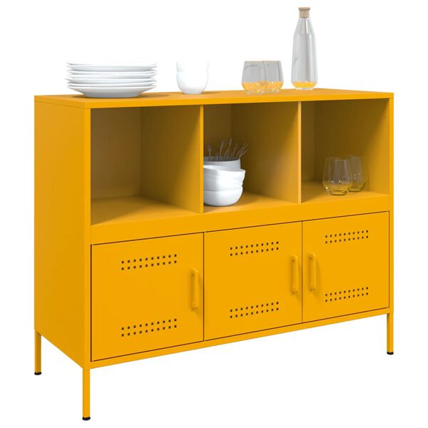vidaXL Credenza Giallo Senape 100,5x39x79 cm in Acciaio