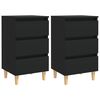 vidaXL Comodini con Gambe in Legno Massello 2pz Neri 40x35x69 cm