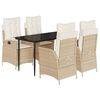 vidaXL Set da Pranzo da Giardino 5 pz con Cuscini Beige in Polyrattan