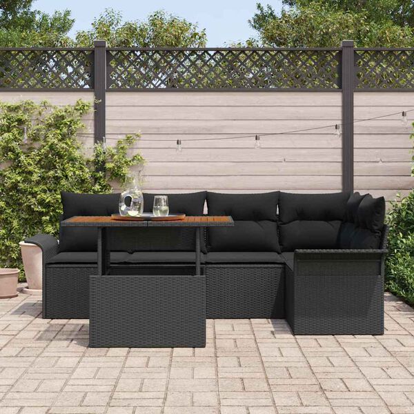 vidaXL Set Divano da Giardino con cuscino 6 pcs Nero