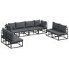 vidaXL Set Divano da Giardino 8 pz Nero Alluminio