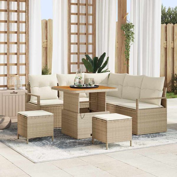 vidaXL Set Divano da Giardino con cuscino 8 pcs Beige e Crema