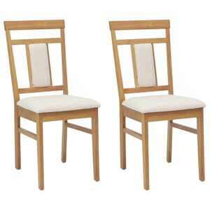 vidaXL Sedia da pranzo 2 pz Legno di gomma solido Naturale e chiaro