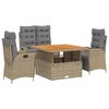 vidaXL Set da Pranzo da Giardino 5 pz con Cuscini Beige in Polyrattan