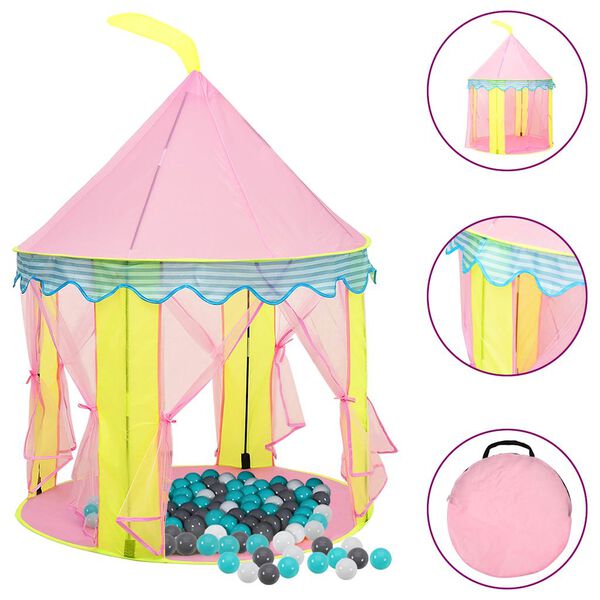 vidaXL Tenda da Gioco per Bambini Rosa con 250 Palline 100x100x127 cm