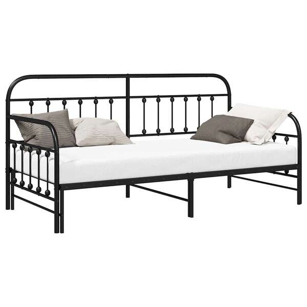 vidaXL Struttura per letto di giorno Nero 100 x 190 cm Acciaio