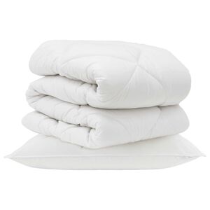 vidaXL Piumone con cuscino 2 pcs Bianco Microfibra