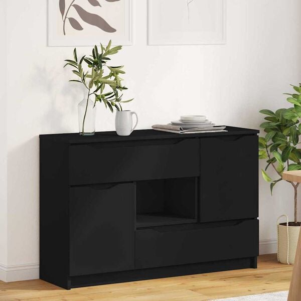 vidaXL Credenza con cassetto Nero 100 x 30 x 65,6 Legno multistrato