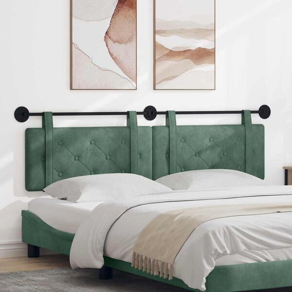vidaXL Testata appesa Verde Mare 170 x 55 x 5 cm Velluto