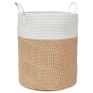 vidaXL Cestino Portaoggetti Marrone e Bianco &Oslash;38x46 cm in Cotone