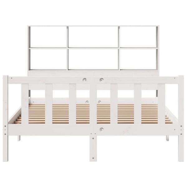 vidaXL Letto Libreria senza Materasso Bianco 120x190 cm Legno di Pino