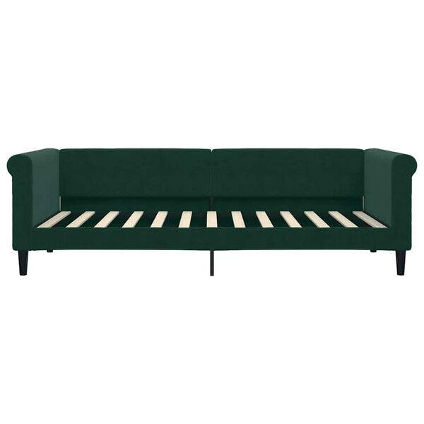 vidaXL Divano Letto con Materasso Verde Scuro 90x200 cm in Velluto