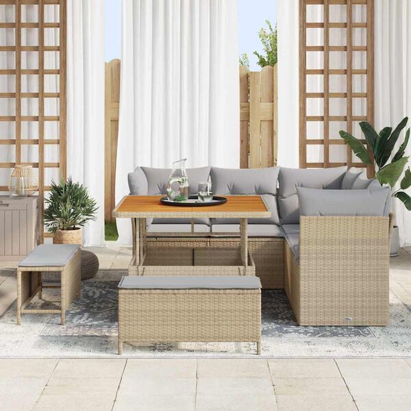 vidaXL Set Divano da Giardino 8 pcs Beige polyrattan