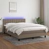 vidaXL Letto a Molle con Materasso e LED Tortora 140x190 cm in Tessuto