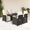 vidaXL Set da Pranzo da Giardino 5 pz Nero con Cuscini in Polyrattan