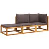 vidaXL Set di divani da giardino 3 pezzi con cuscini in legno di acacia e corda